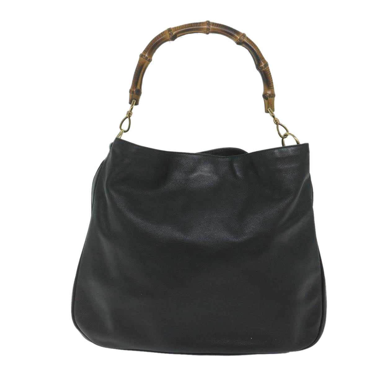 GUCCI Bamboo Shoulder Bag Leather Black 001 1577 9607
