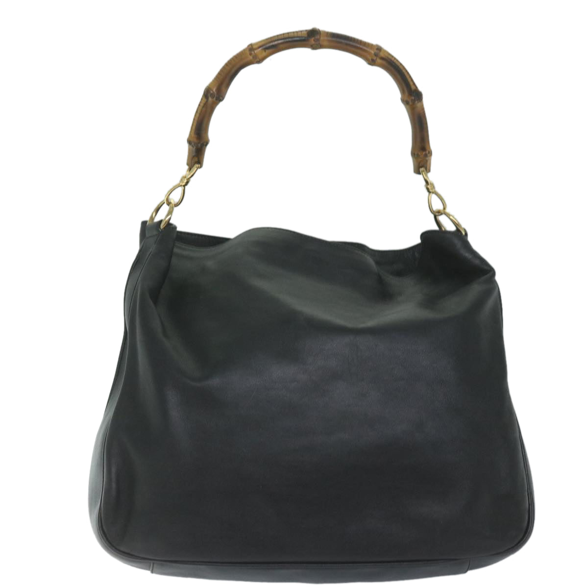GUCCI Bamboo Shoulder Bag Leather Black 001 1577 9607