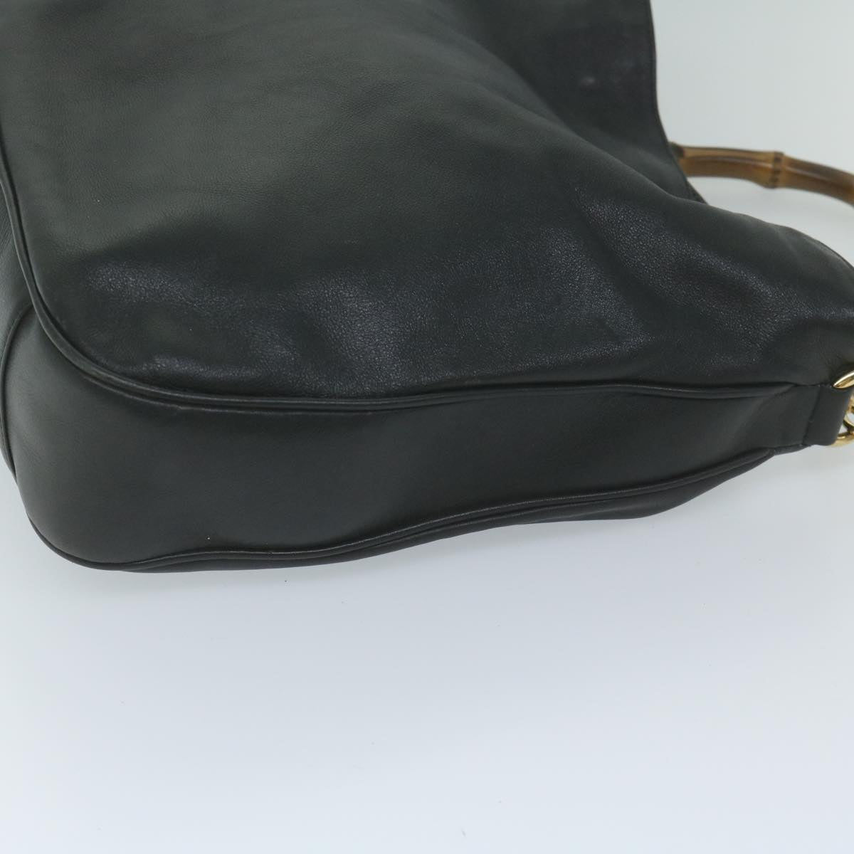 GUCCI Bamboo Shoulder Bag Leather Black 001 1577 9607