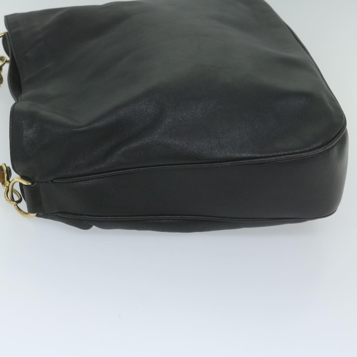 GUCCI Bamboo Shoulder Bag Leather Black 001 1577 9607