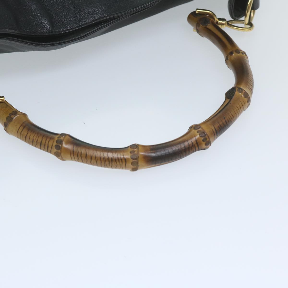 GUCCI Bamboo Shoulder Bag Leather Black 001 1577 9607
