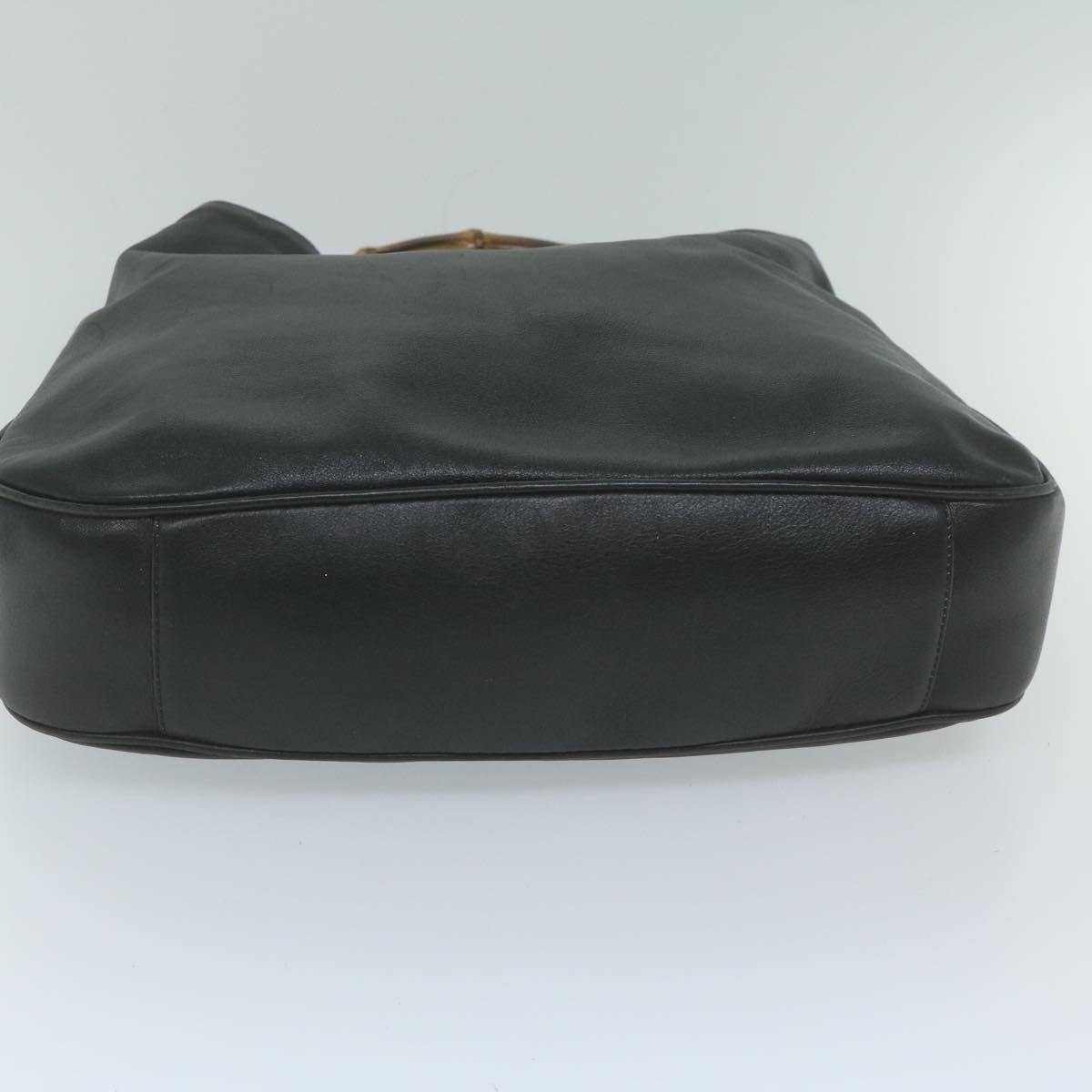 GUCCI Bamboo Shoulder Bag Leather Black 001 1577 9607