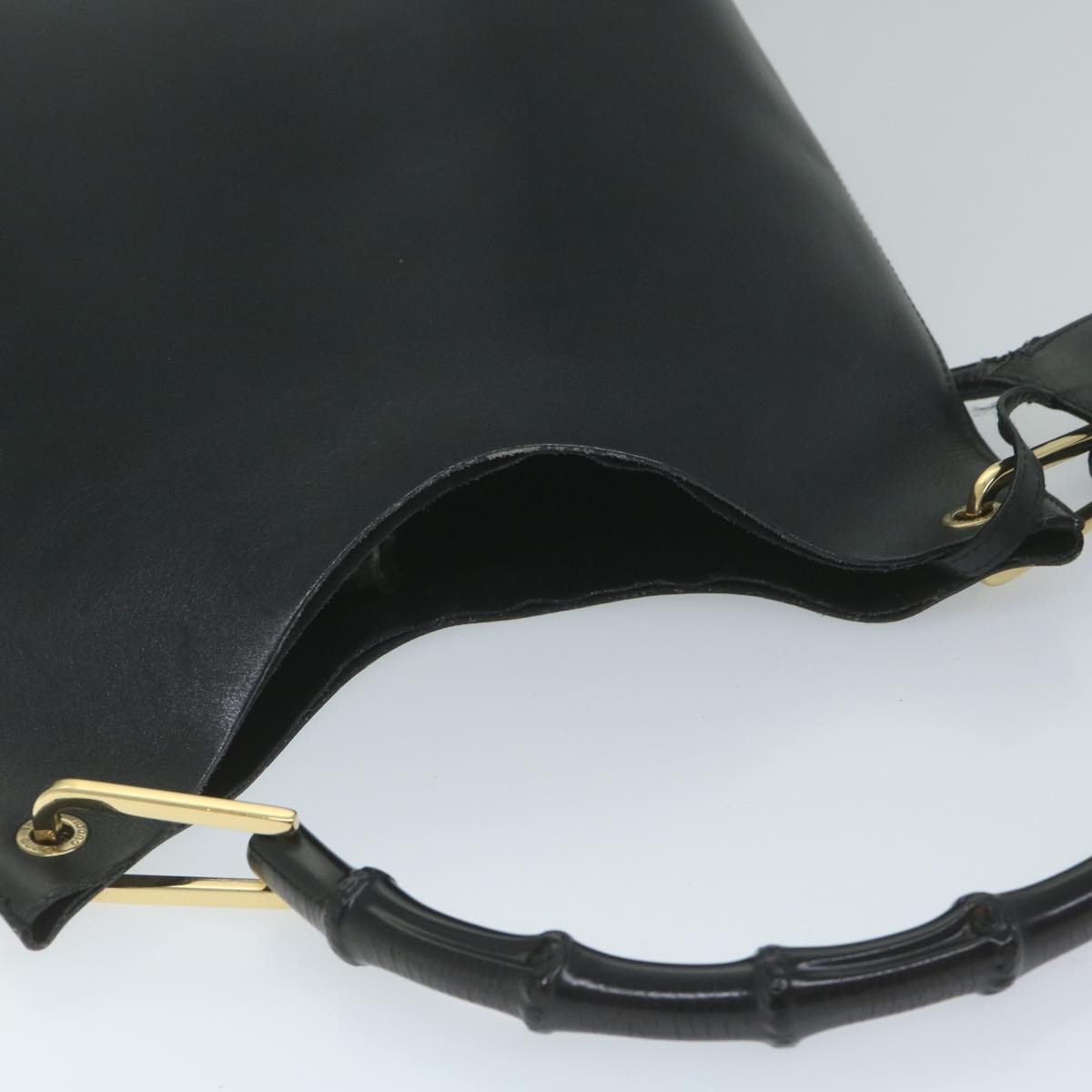 GUCCI Bamboo Shoulder Bag Leather Black 001 2058 9616