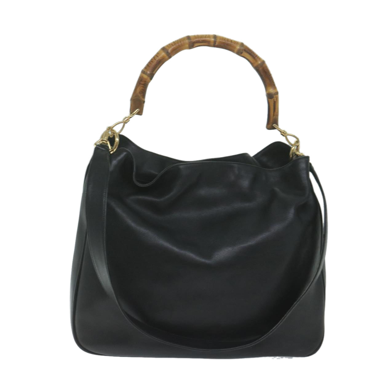 GUCCI Bamboo Shoulder Bag Leather Black 001 1577 9617