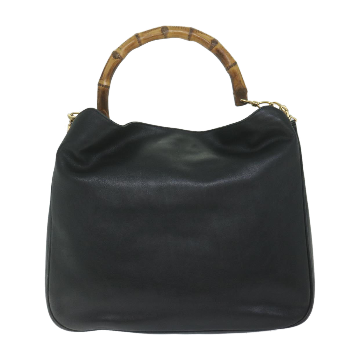 GUCCI Bamboo Shoulder Bag Leather Black 001 1577 9617
