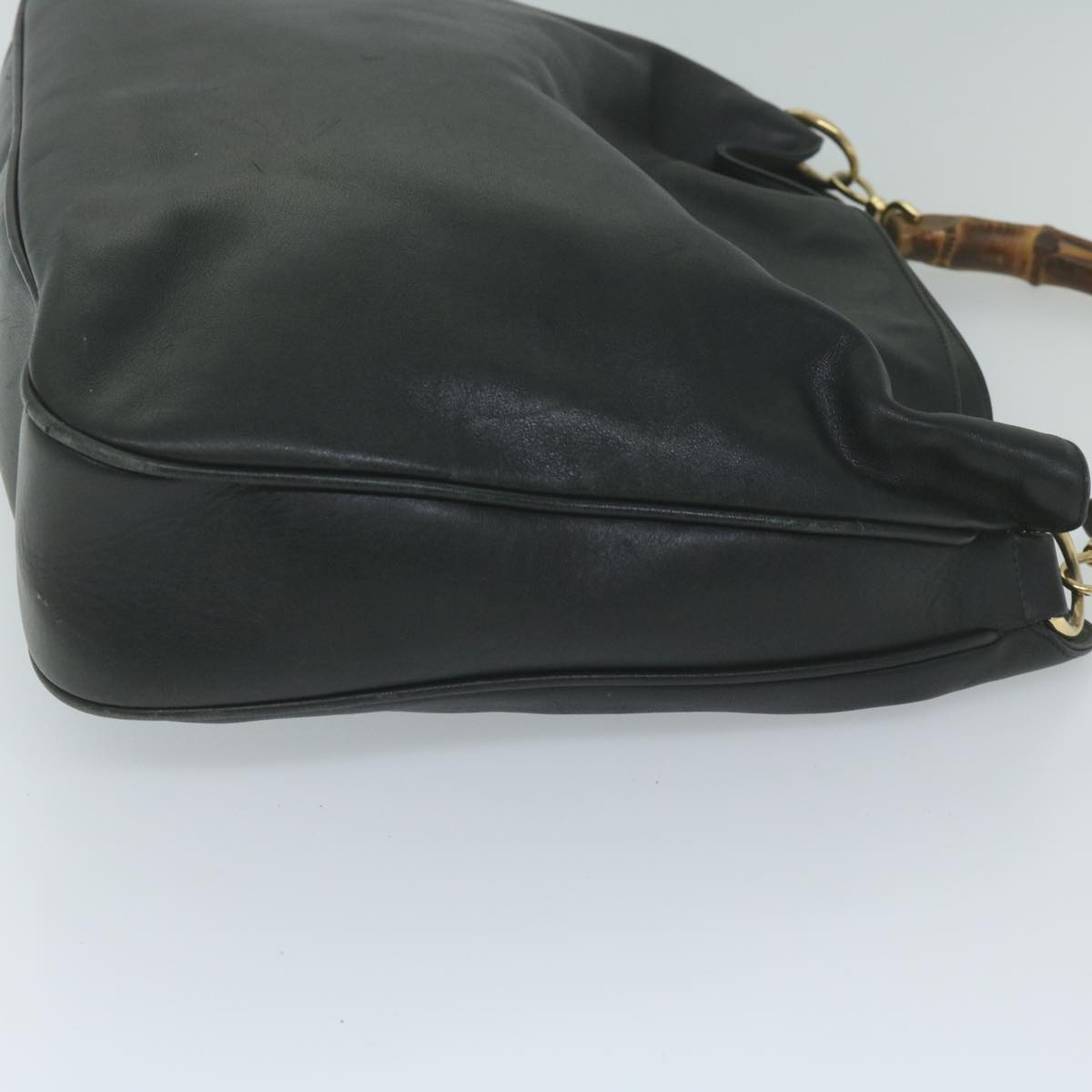 GUCCI Bamboo Shoulder Bag Leather Black 001 1577 9617