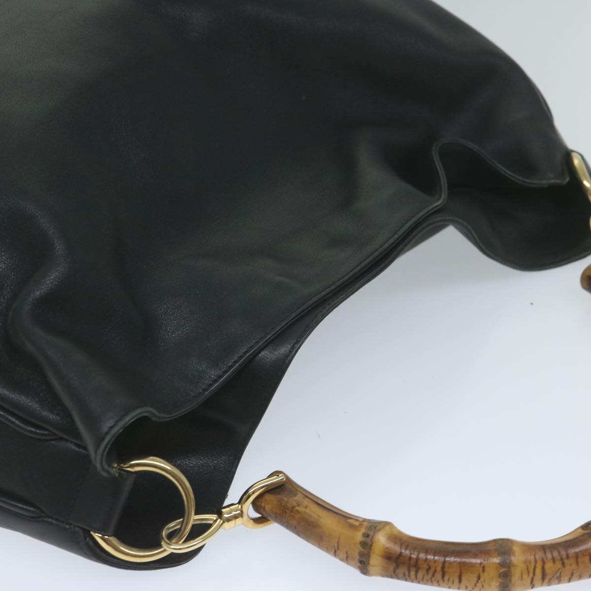GUCCI Bamboo Shoulder Bag Leather Black 001 1577 9617
