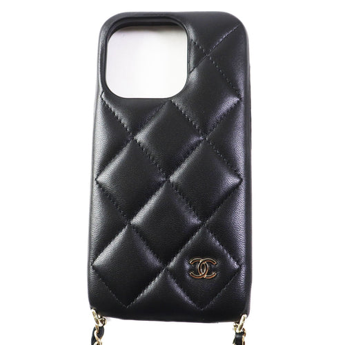 Chanel Matrasse iPhone 14 Pro Case Black