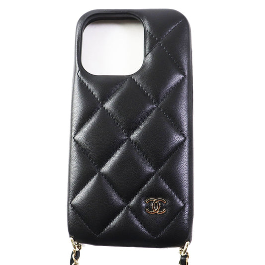 Chanel Matrasse iPhone 14 Pro Case Black