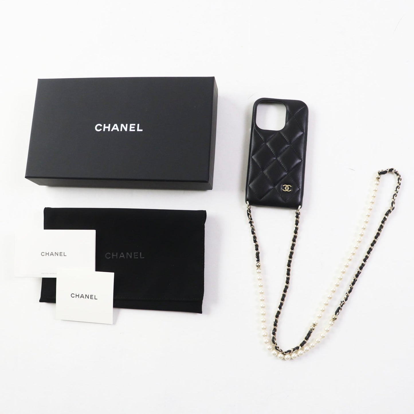Chanel Matrasse iPhone 14 Pro Case Black