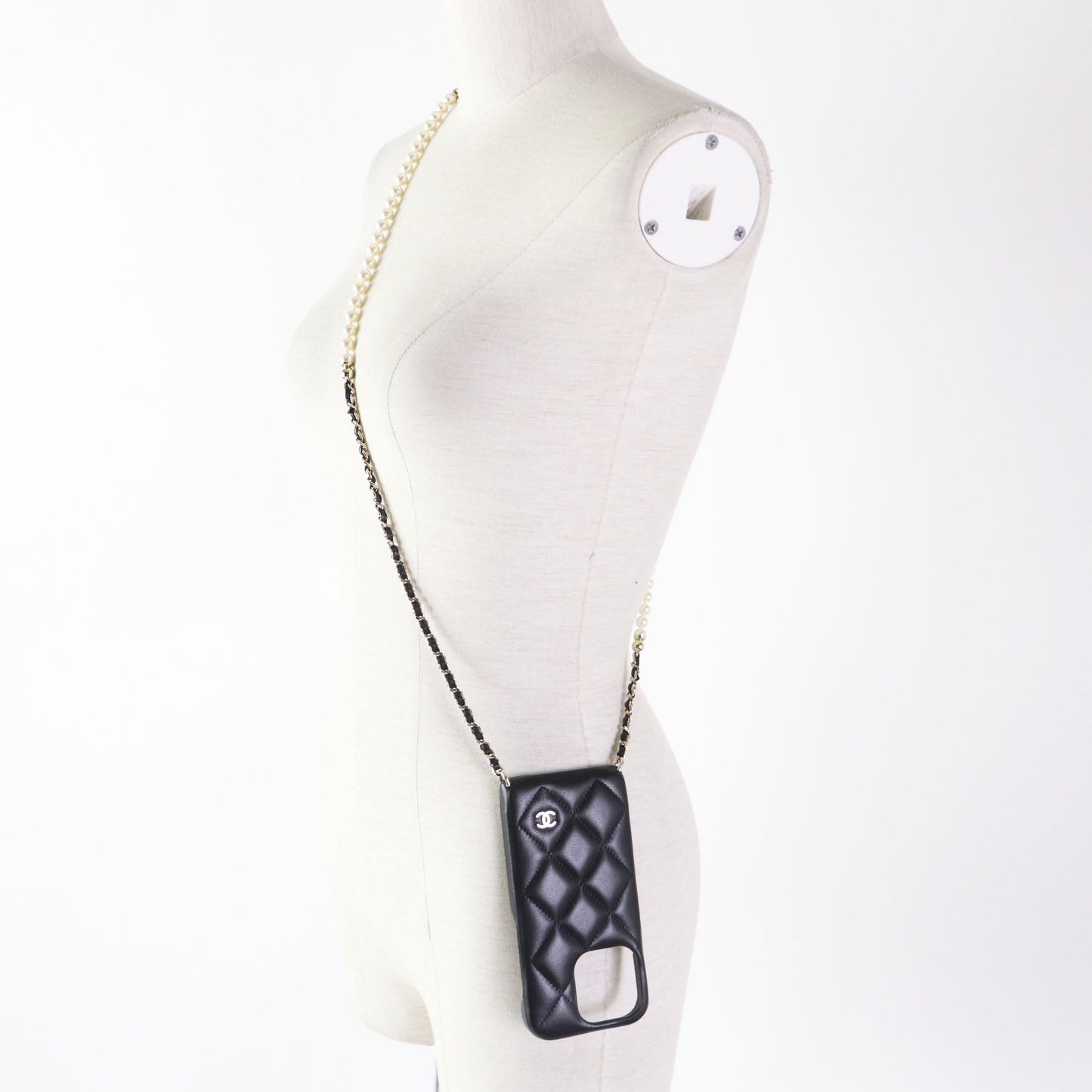Chanel Matrasse iPhone 14 Pro Case Black
