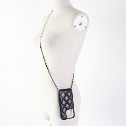 Chanel Matrasse iPhone 14 Pro Case Black