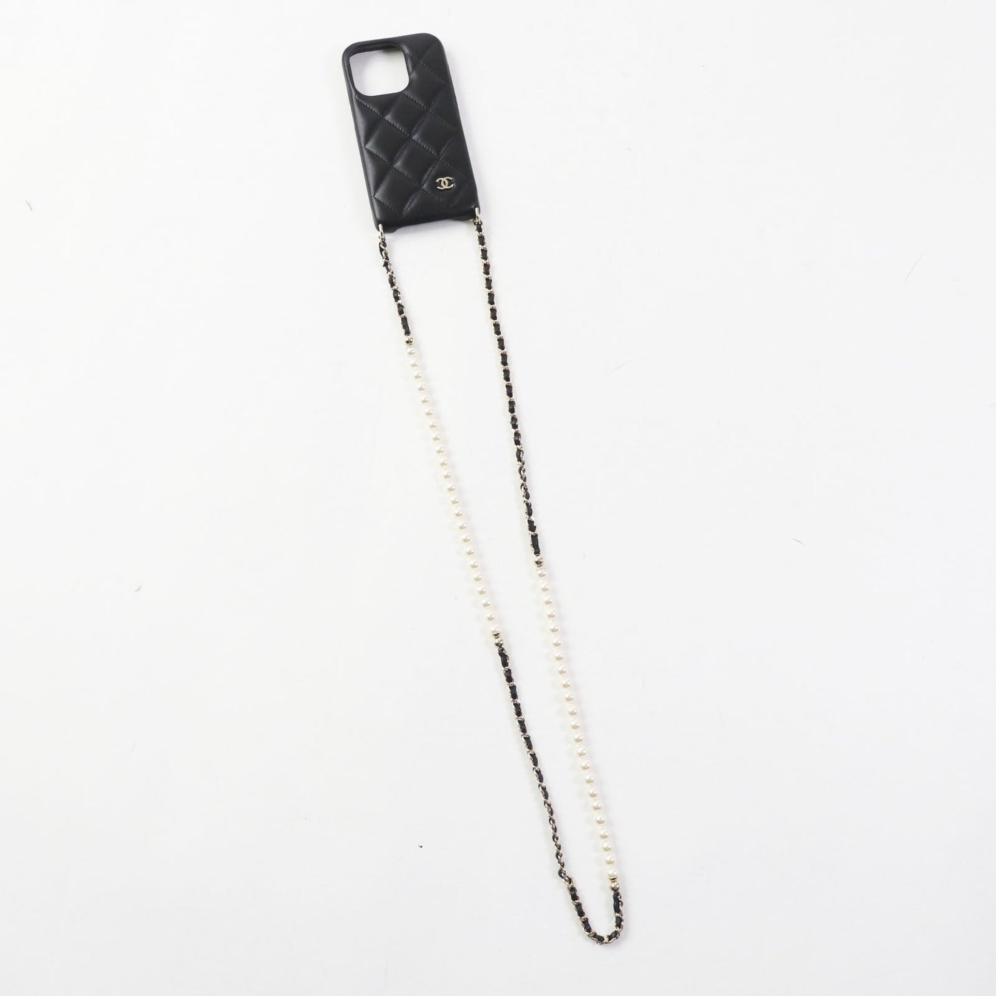 Chanel Matrasse iPhone 14 Pro Case Black