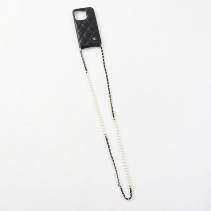 Chanel Matrasse iPhone 14 Pro Case Black