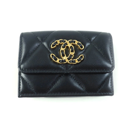 Chanel 19 Small Flap Wallet Lambskin Black