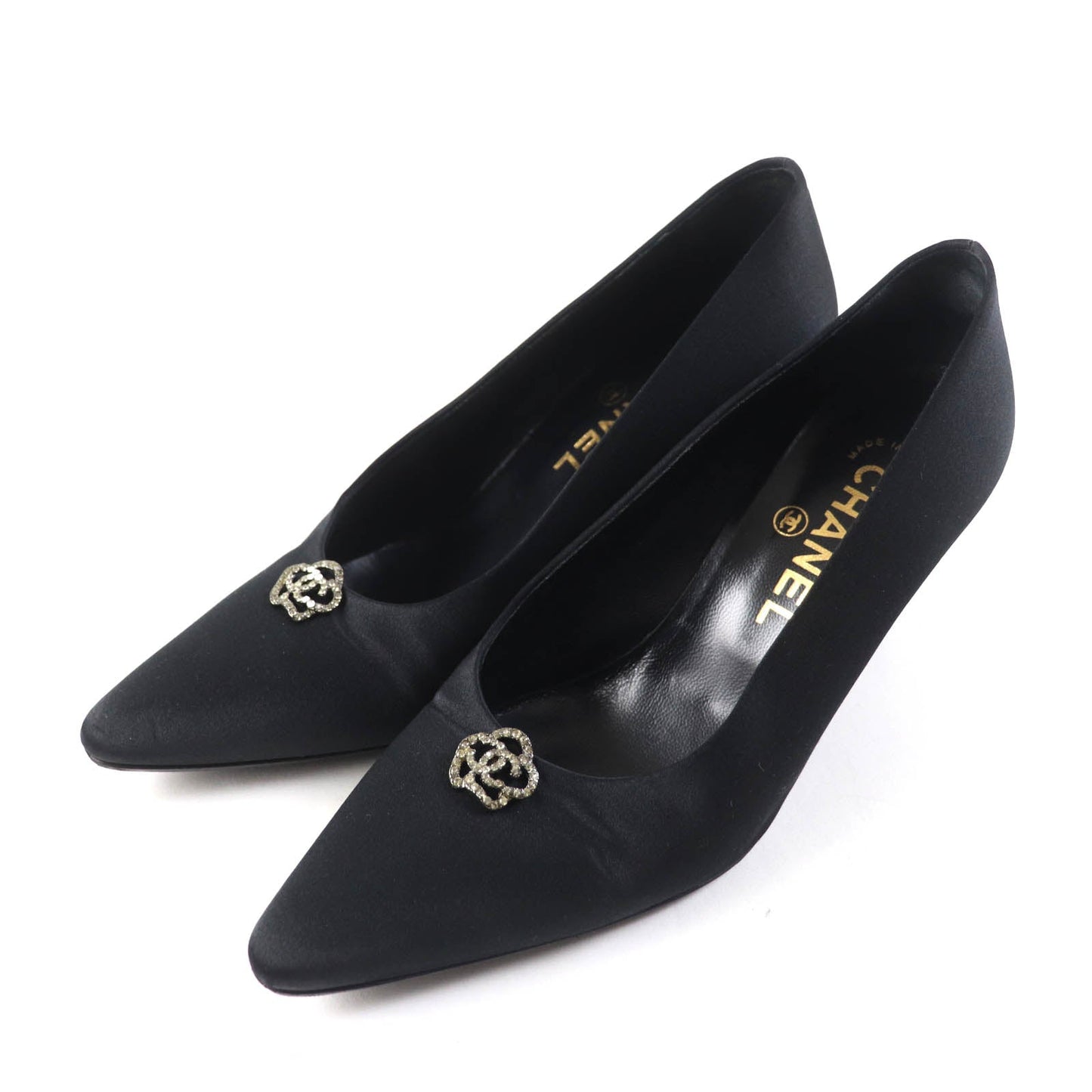 Chanel Vintage Camellia COCO Mark Pumps Black 37
