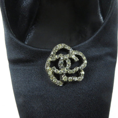 Chanel Vintage Camellia COCO Mark Pumps Black 37