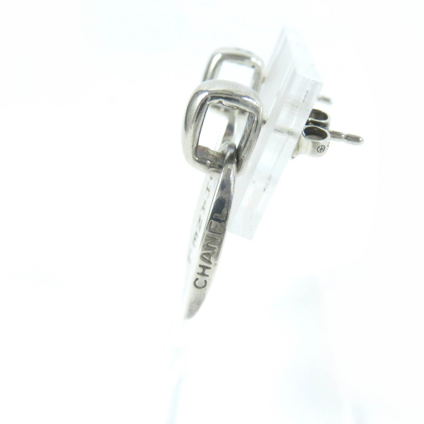 Chanel Silver Oval Earrings SV925