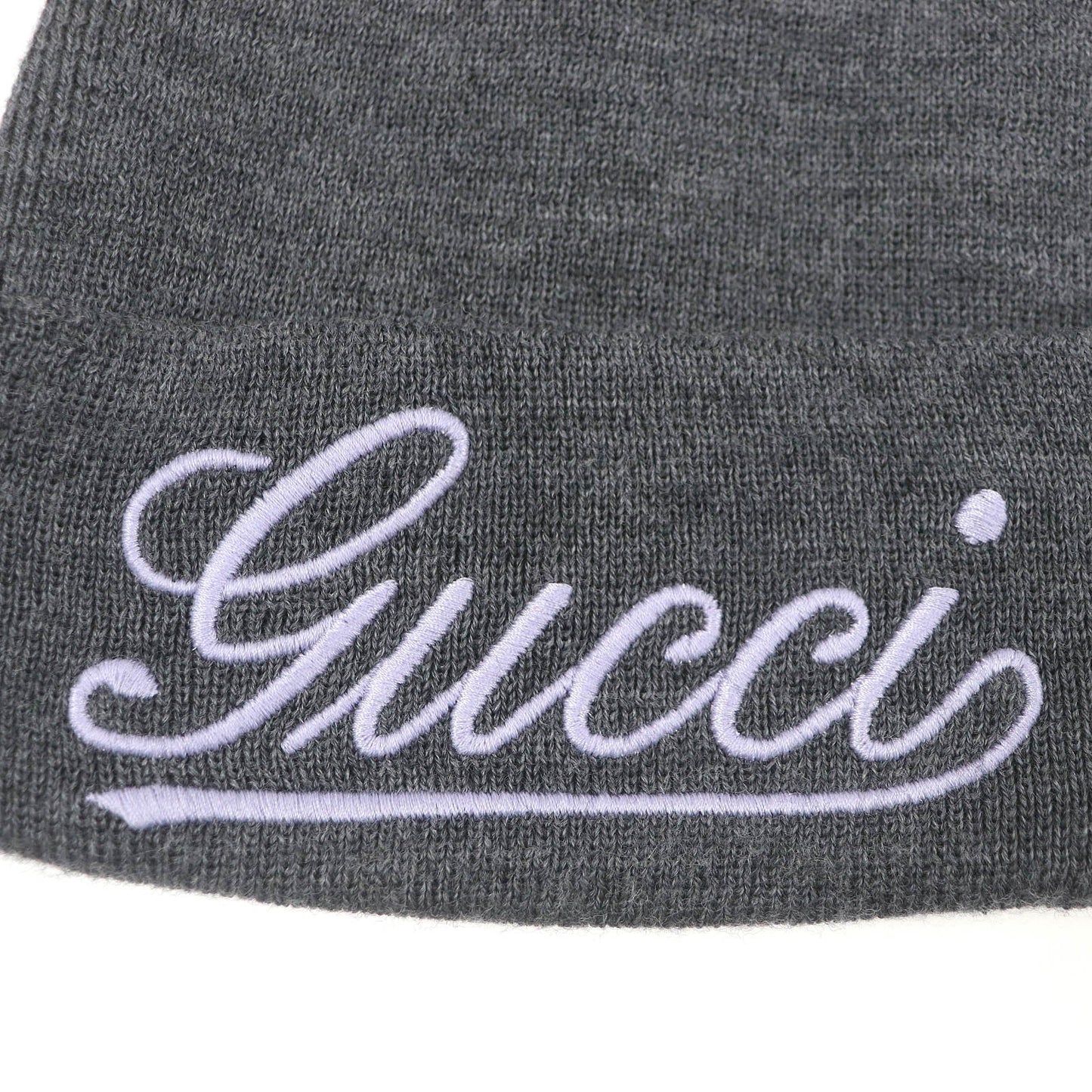 GUCCI 798741 Embroidered Wool Cap Gray M