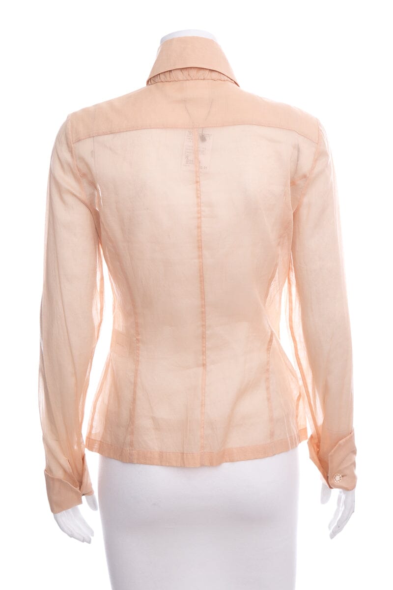 Chanel Nude Long Sleeve Button Up Blouse SZ 38