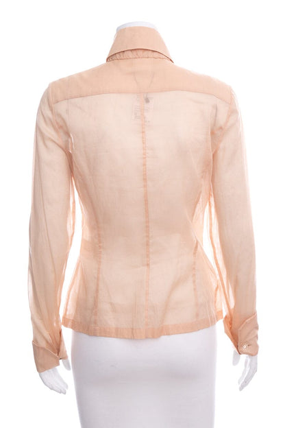 Chanel Nude Long Sleeve Button Up Blouse SZ 38
