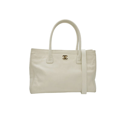 Chanel Vintage Calfskin Cerf Executive Shopper Tote White