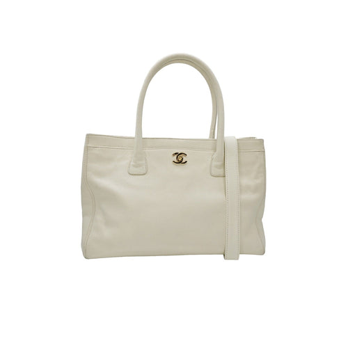 Chanel Vintage Calfskin Cerf Executive Shopper Tote White