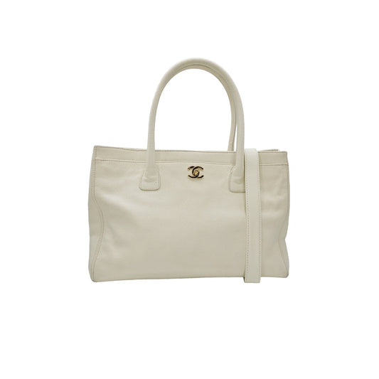 Chanel Vintage Calfskin Cerf Executive Shopper Tote White