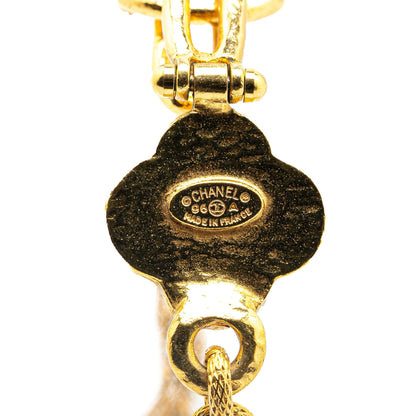 Gold Chanel Gold Plated CC Resin Clover Pendant Necklace
