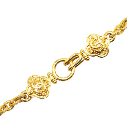 Gold Chanel Gold Plated CC Resin Clover Pendant Necklace