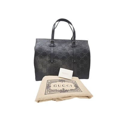 Gucci Black GG Embossed Perforated Leather Double Handle Tote