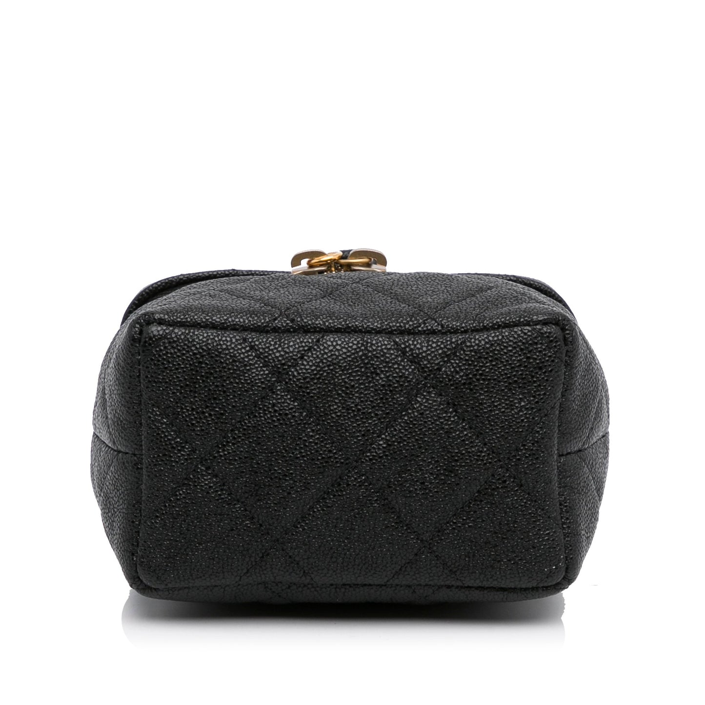 Black Chanel Micro Caviar Vanity Case with Chain Satchel