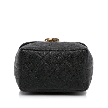 Black Chanel Micro Caviar Vanity Case with Chain Satchel