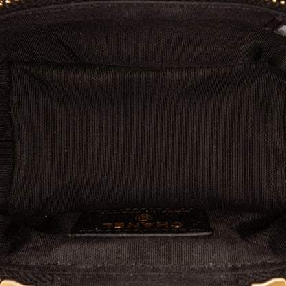 Black Chanel Micro Caviar Vanity Case with Chain Satchel