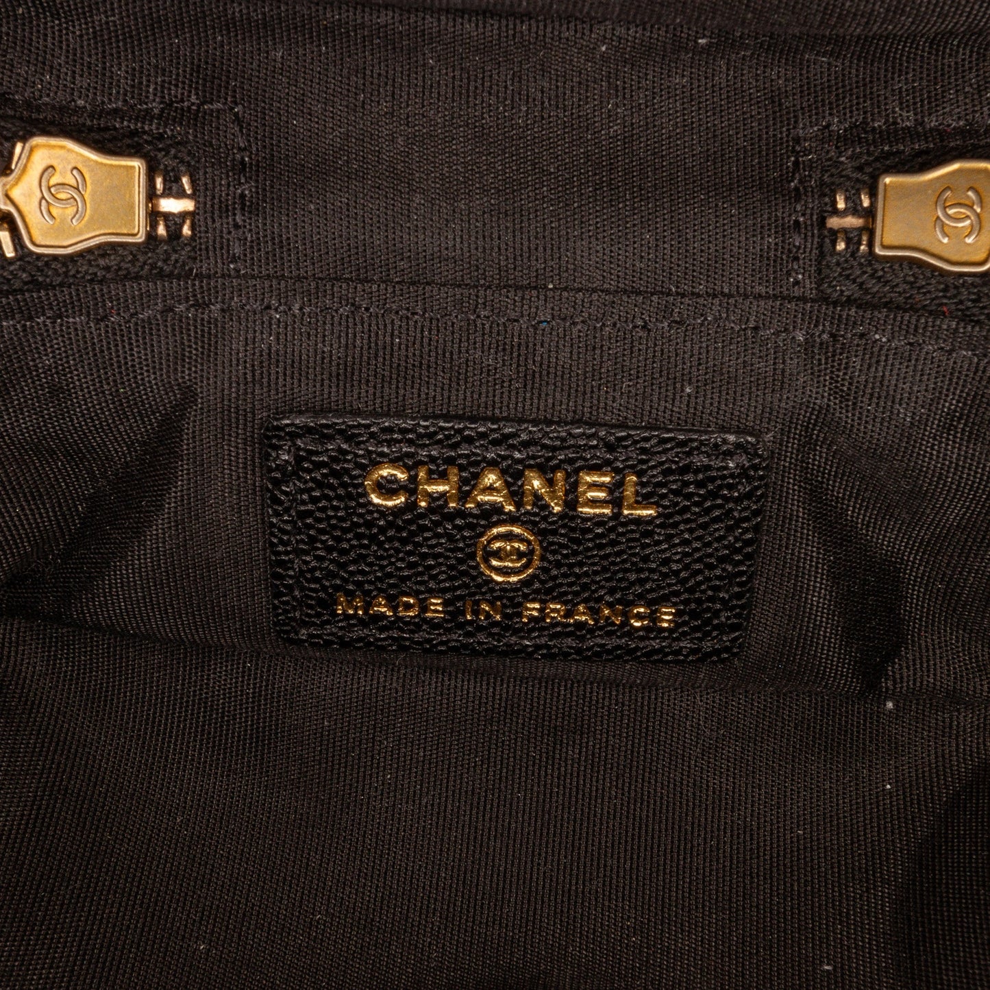 Black Chanel Micro Caviar Vanity Case with Chain Satchel