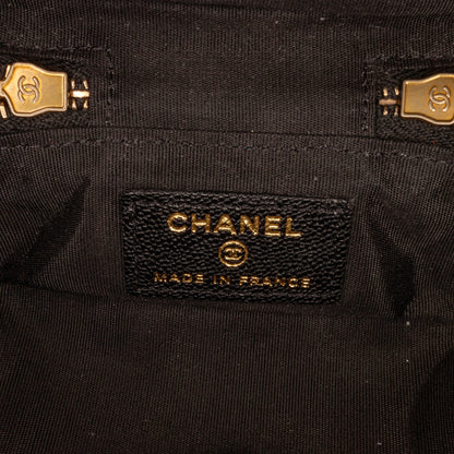 Black Chanel Micro Caviar Vanity Case with Chain Satchel