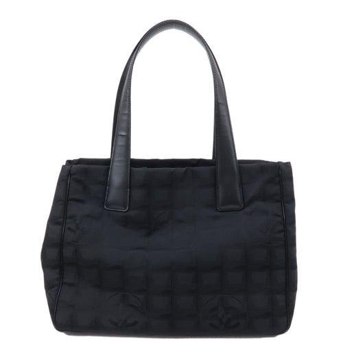 CHANEL New Travel Line Nylon Jacquard PM Tote Bag Black A20457