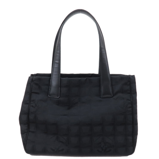 CHANEL New Travel Line Nylon Jacquard PM Tote Bag Black A20457