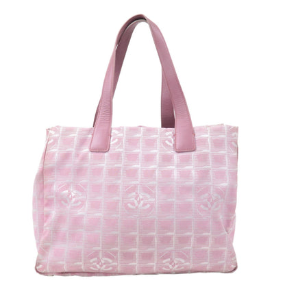 CHANEL New Travel Line Nylon Jacquard Leather Tote Bag MM A15991