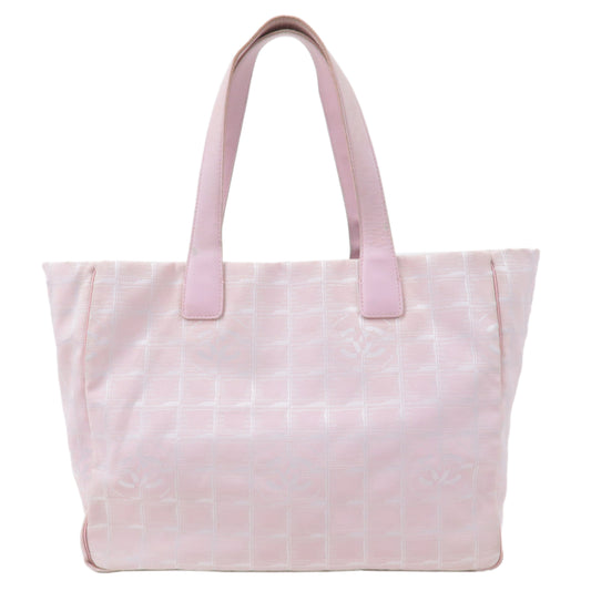 CHANEL New Travel Line Nylon Jacquard Leather Tote Bag MM A15991