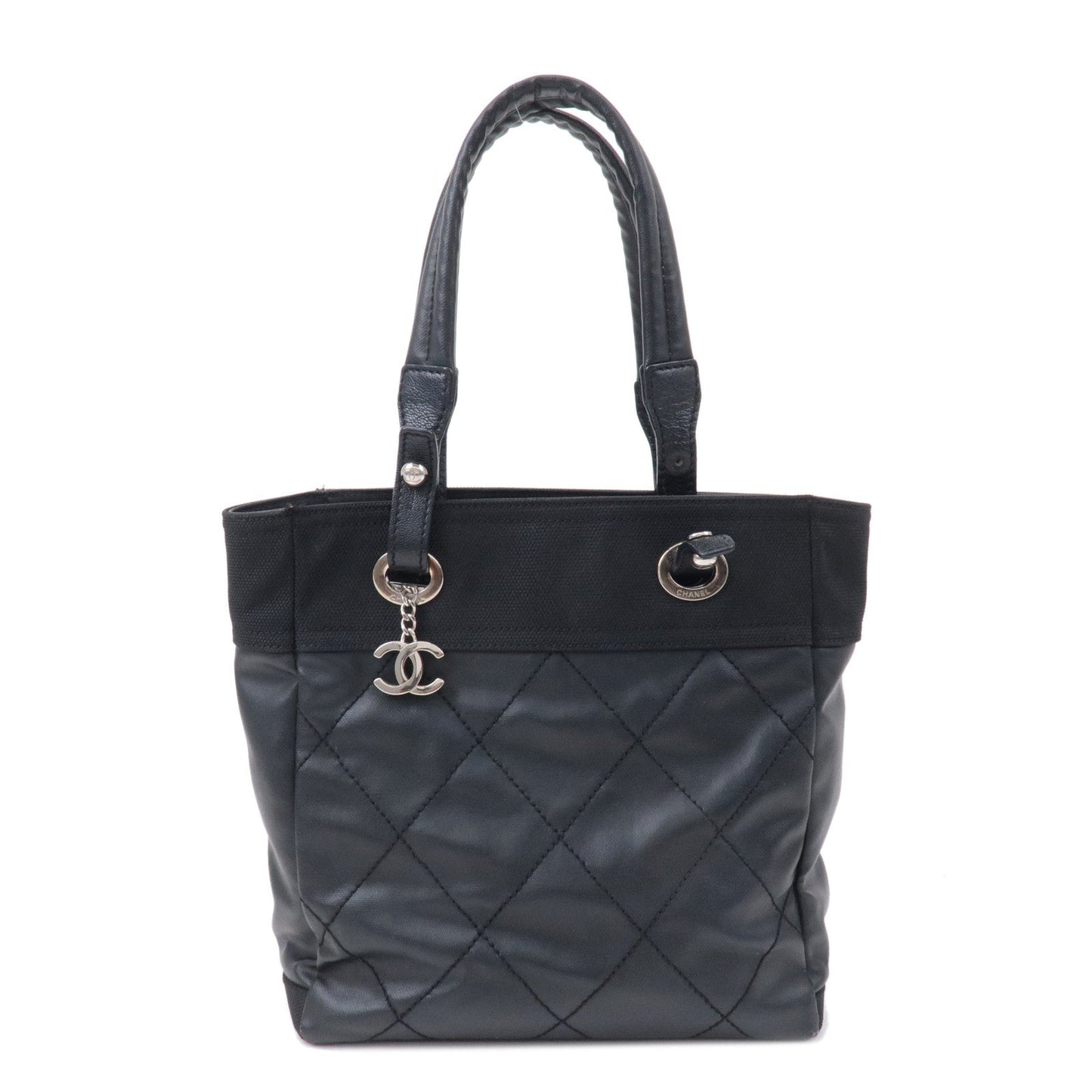 CHANEL Paris Biarritz Coated Canvas Leather Tote Bag PM A34208