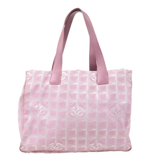 CHANEL New Travel Line Nylon Jacquard Leather Tote Bag MM A15991