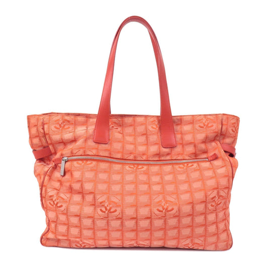 CHANEL New Travel Line Nylon Jacquard Leather Tote Bag TGM A15826