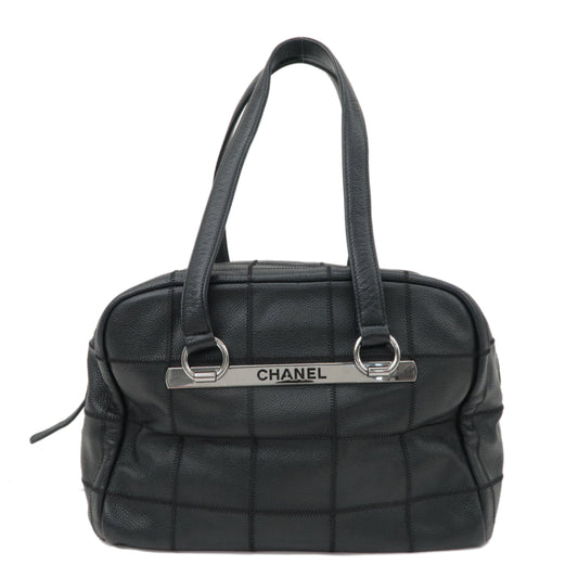 CHANEL Chocobar Caviar Skin Boston Bag Shoulder Bag Black