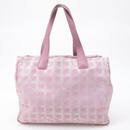 CHANEL New Travel Line Nylon Jacquard Leather Tote Bag MM A15991