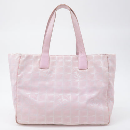 CHANEL New Travel Line Nylon Jacquard Leather Tote Bag MM A15991