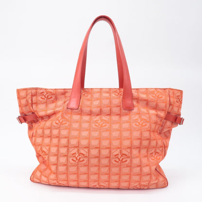 CHANEL New Travel Line Nylon Jacquard Leather Tote Bag TGM A15826