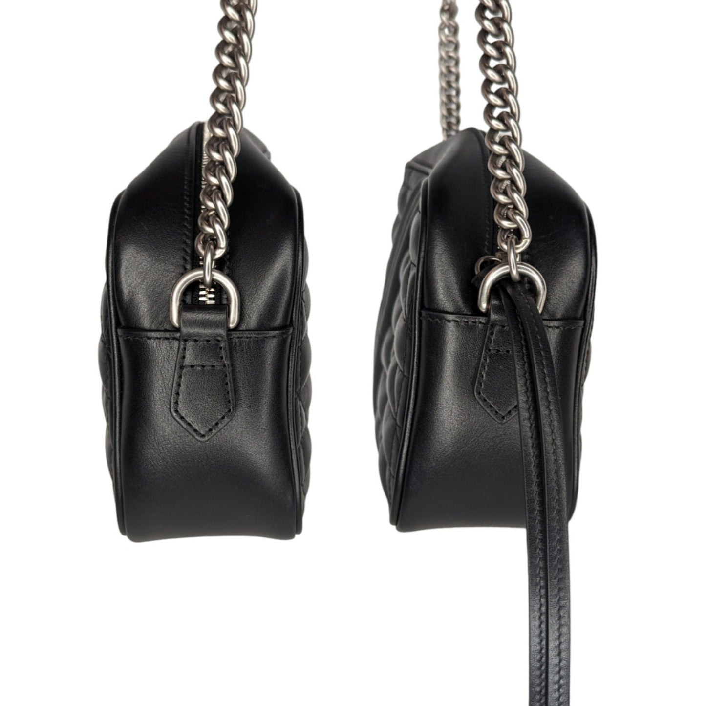 Gucci Black Small Aria Marmont Crossbody Matelasse Camera Bag