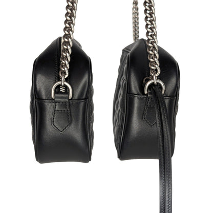 Gucci Black Small Aria Marmont Crossbody Matelasse Camera Bag