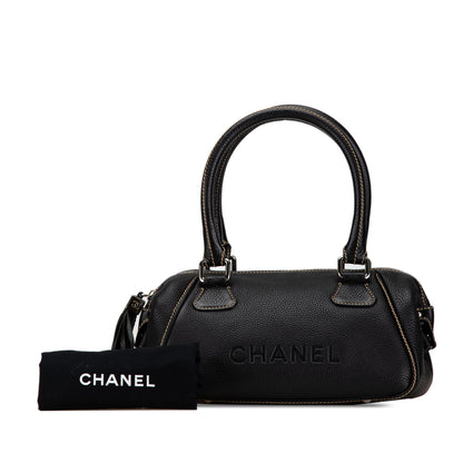 Black Chanel Medium Pebbled Calfskin LAX Tassel Handbag